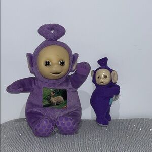 2x Vintage Teletubbies Tinky Winky Purple Plush